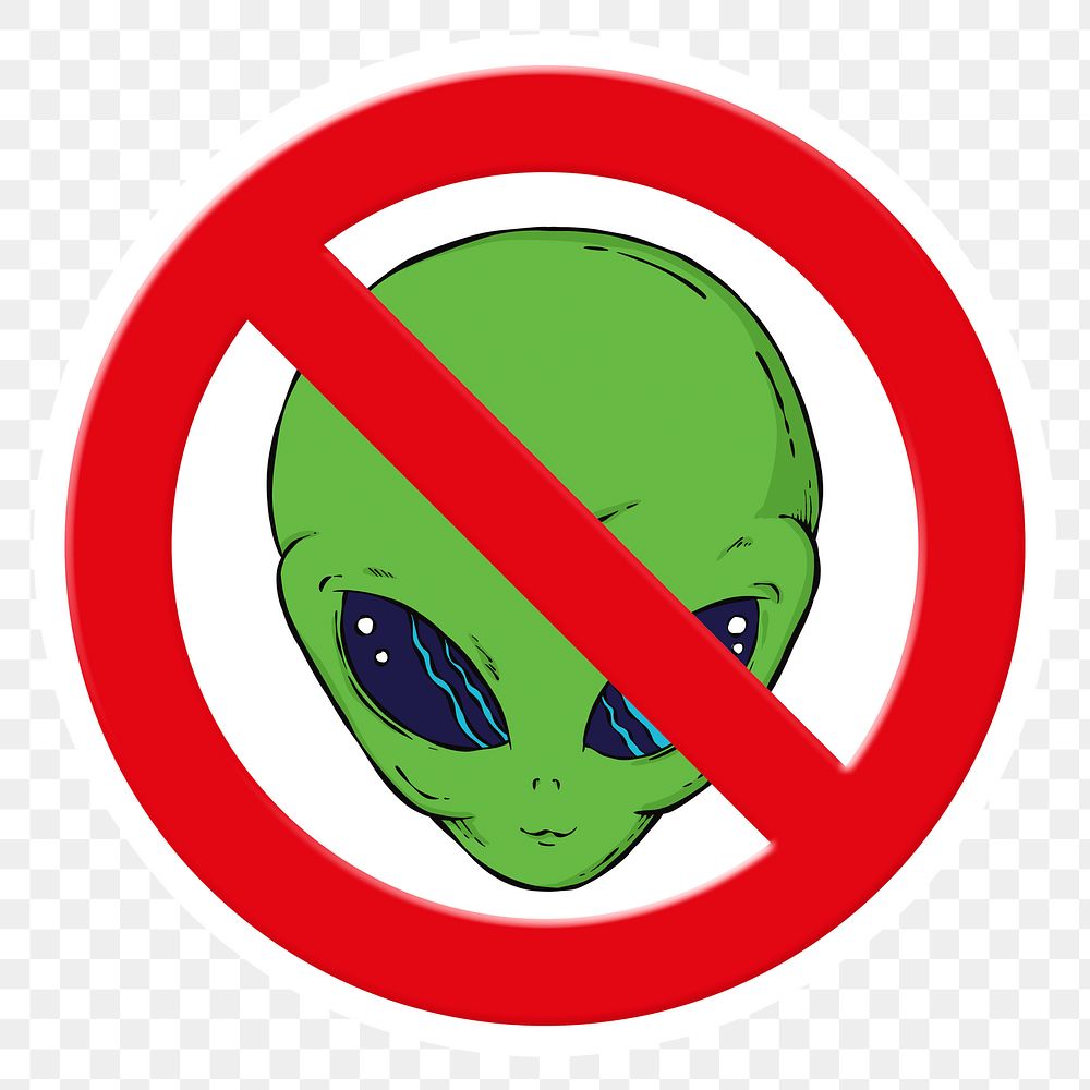 No alien png symbol, forbidden sign on transparent background