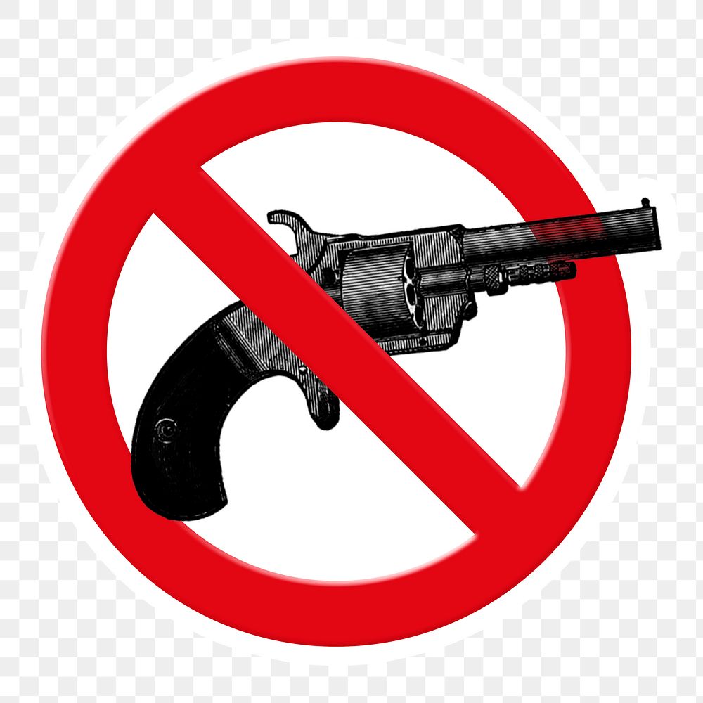No weapon png symbol, forbidden sign on transparent background