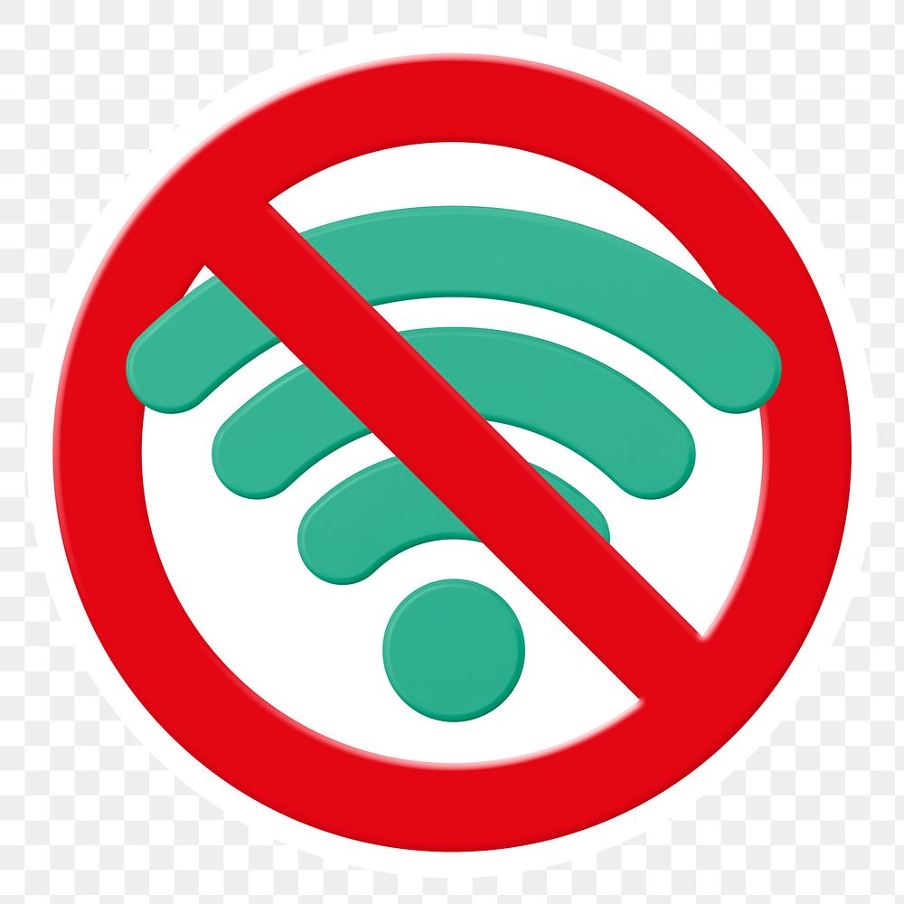 No wifi png symbol, forbidden sign on transparent background