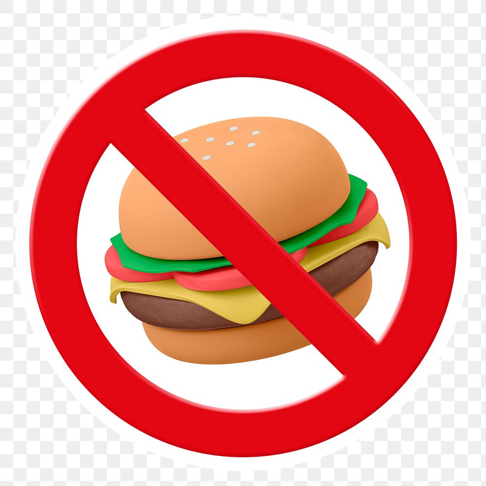 No food png symbol, forbidden sign on transparent background