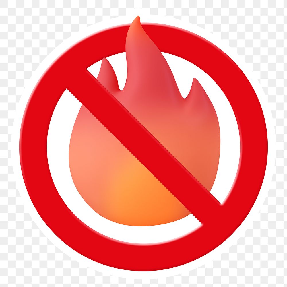 No fire png symbol, forbidden sign on transparent background