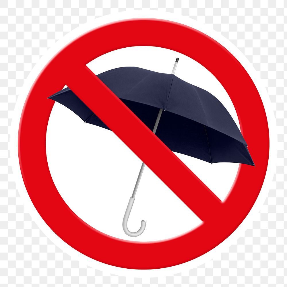 No umbrella png symbol, forbidden sign on transparent background