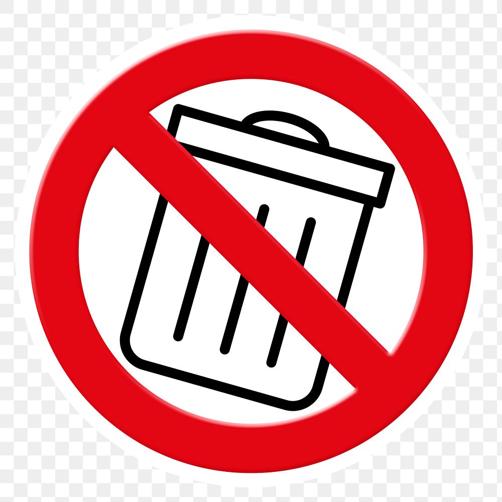 No trash png symbol, forbidden sign on transparent background