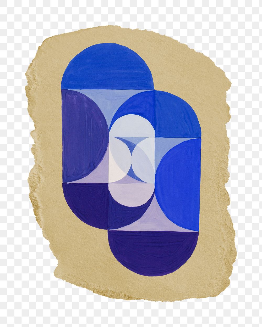 Png Key Blue sticker, vintage illustration on ripped paper, transparent background