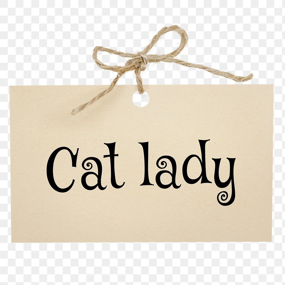 Cat lady png word, torn paper digital sticker in transparent background