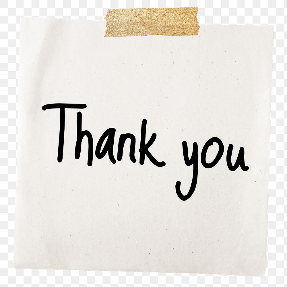 Thank you png word, torn paper digital sticker in transparent background