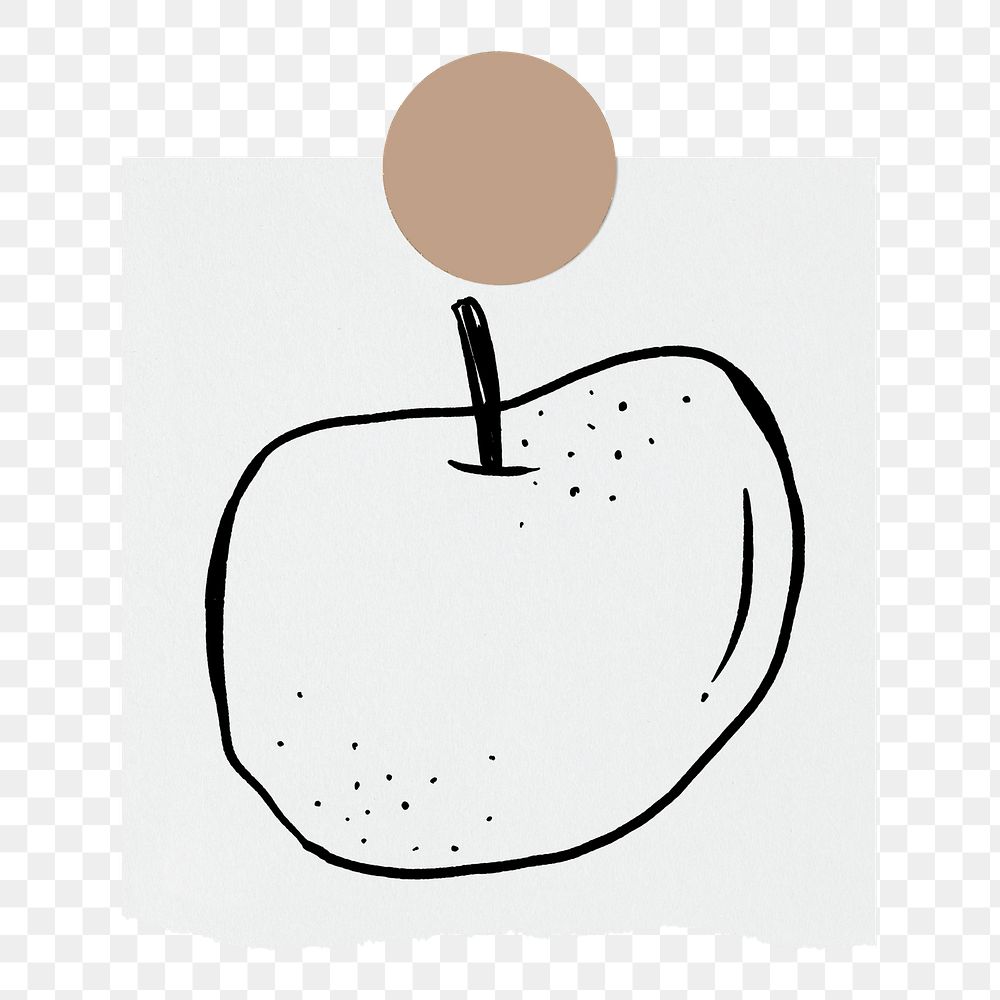 Apple png sticker doodle, stationery paper, transparent background