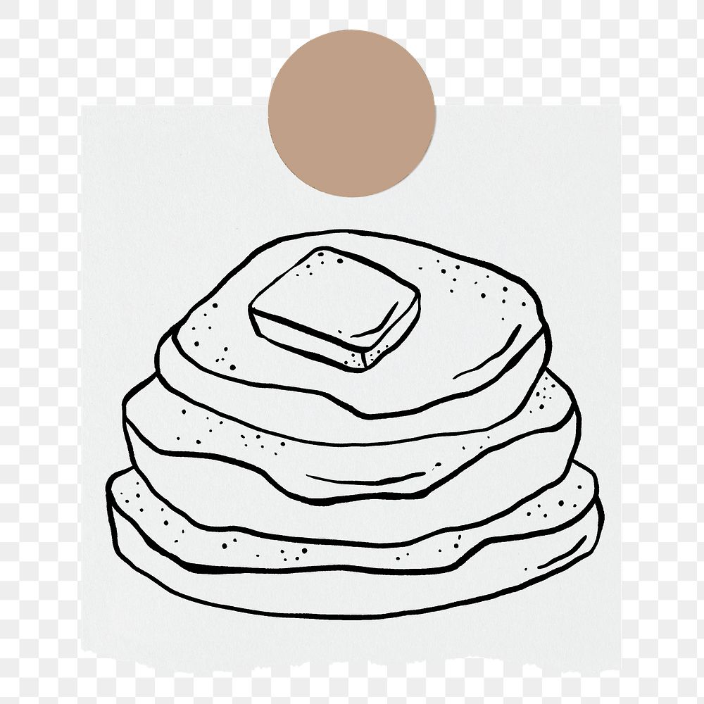 Pancake png sticker doodle, stationery paper, transparent background