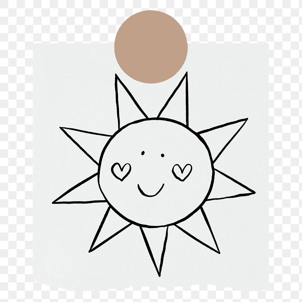 Sunshine png sticker doodle, stationery paper, transparent background