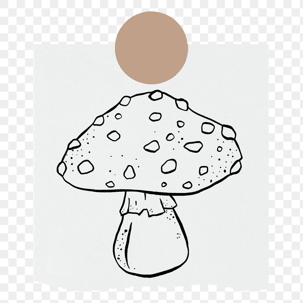 Mushroom png sticker doodle, stationery paper, transparent background