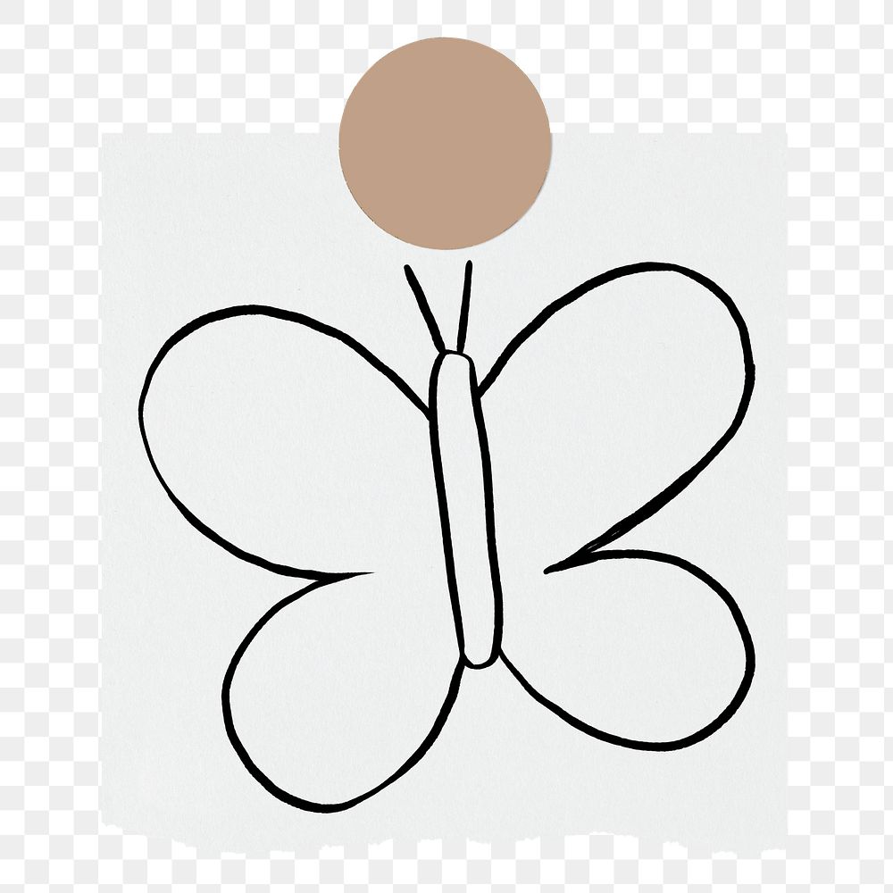 Cute butterfly png sticker, stationery paper doodle, transparent background
