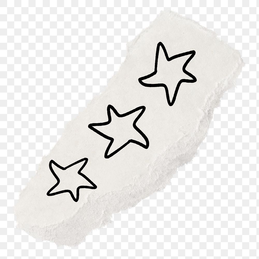 Star png sticker doodle, torn paper, transparent background