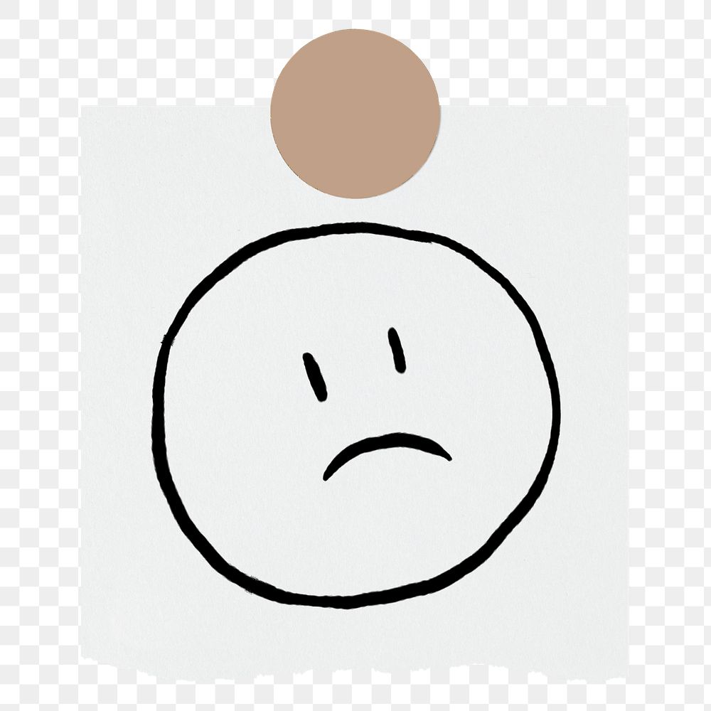 Angry face png emoji sticker doodle, stationery paper, transparent background
