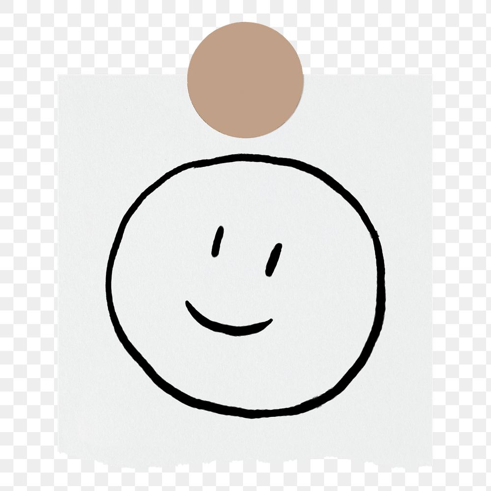 Happy face png emoji sticker doodle, stationery paper, transparent background