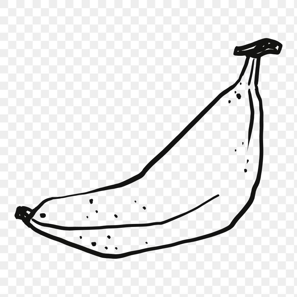 Banana png doodle, drawing illustration, transparent background