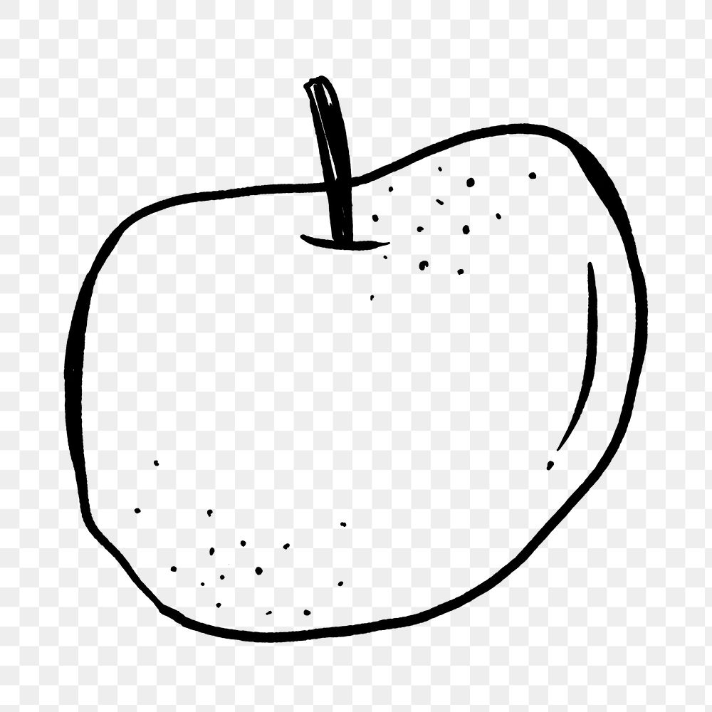 Apple png doodle, drawing illustration, transparent background