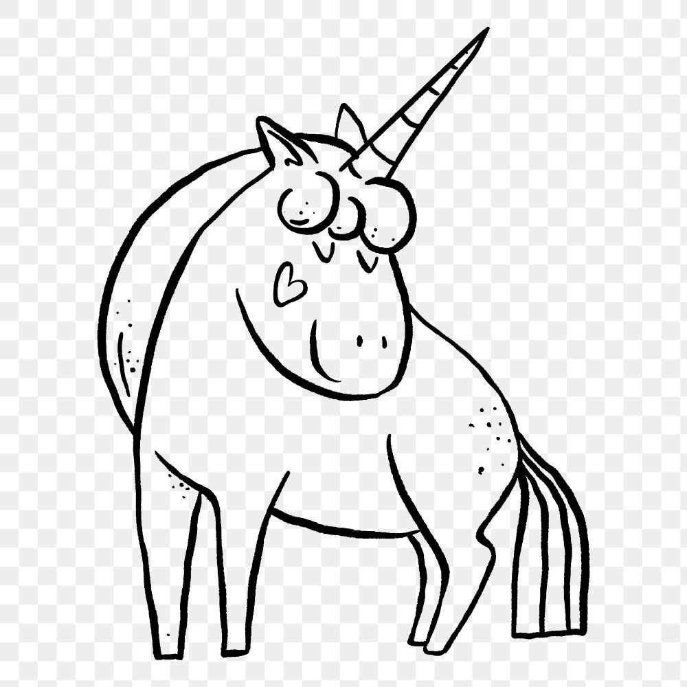 Cute unicorn png doodle, illustration, transparent background