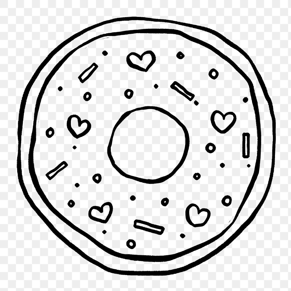 Donut png doodle, drawing illustration, transparent background