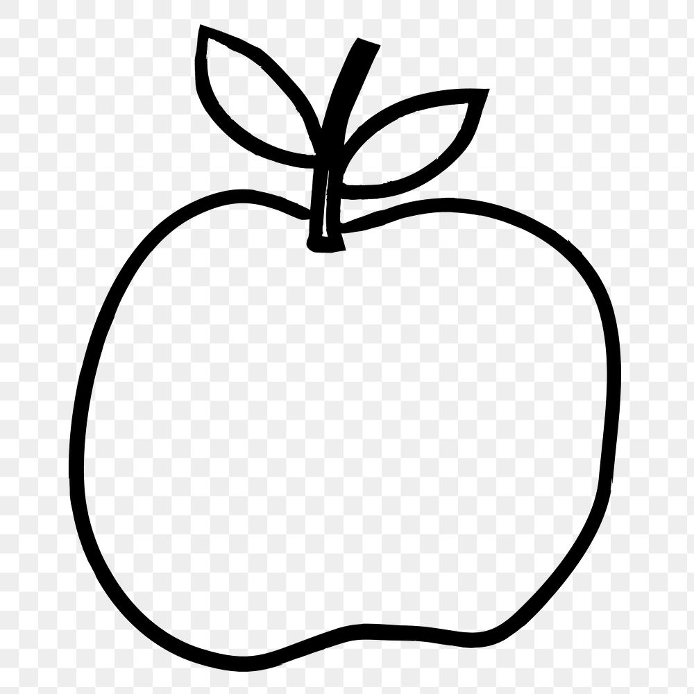 Apple png doodle, drawing illustration, transparent background