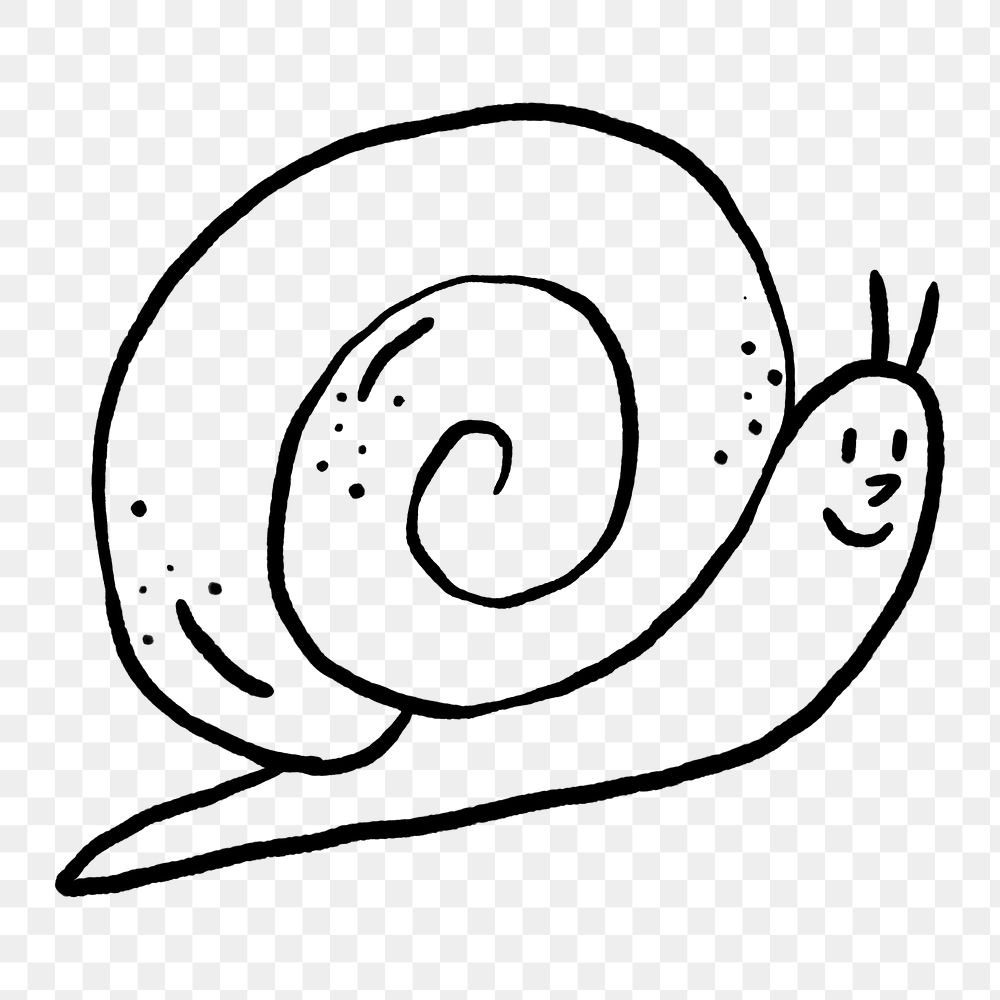 Cute snail png doodle, illustration, transparent background