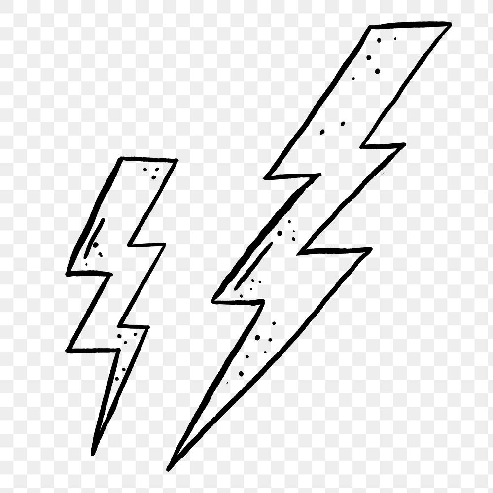 Lightning png doodle, cute illustration, transparent background