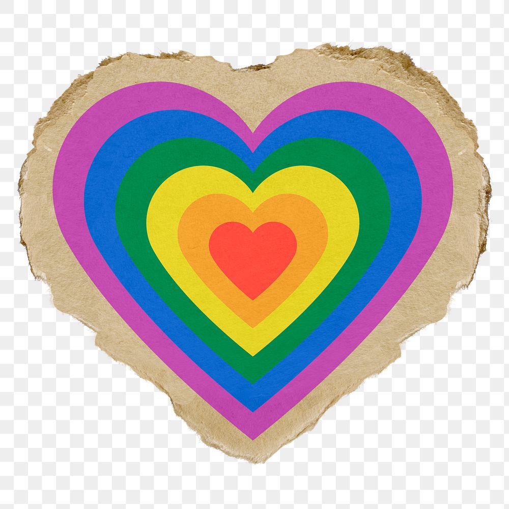 LGBTQ heart  png sticker, ripped paper, transparent background