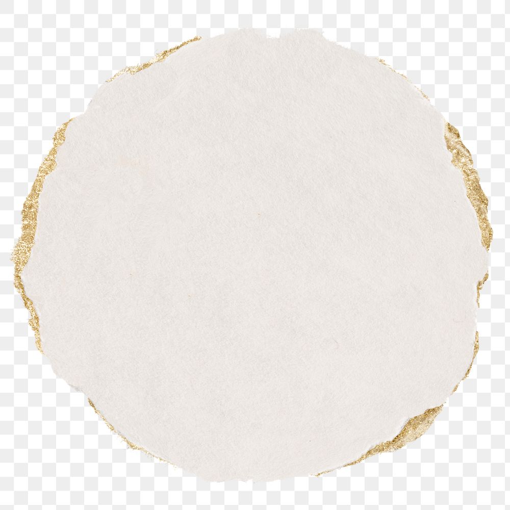 White ripped paper png cut out, round collage element on transparent background