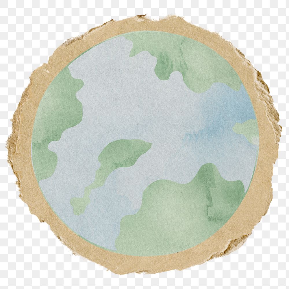 Globe, environment png sticker, ripped paper, transparent background