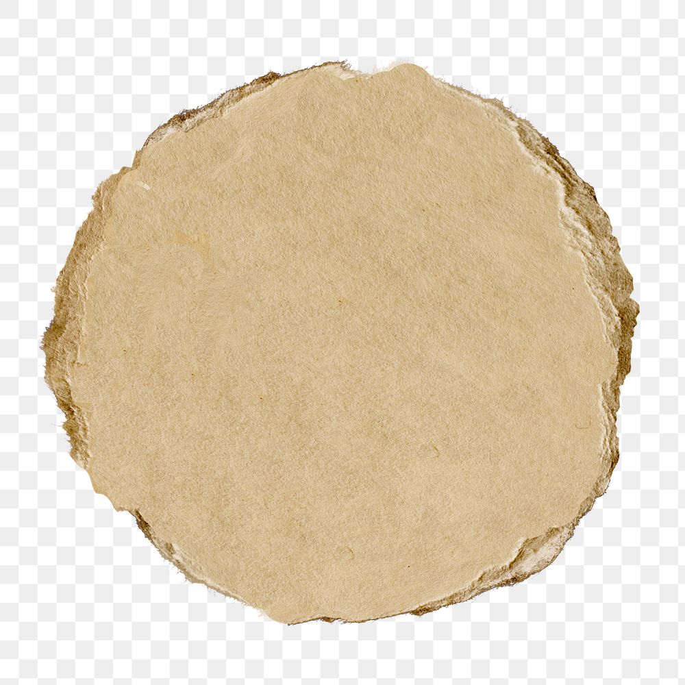 White torn paper png cut out, round collage element on transparent background