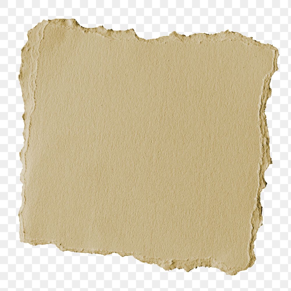 Kraft torn paper png cut out square collage element on transparent background