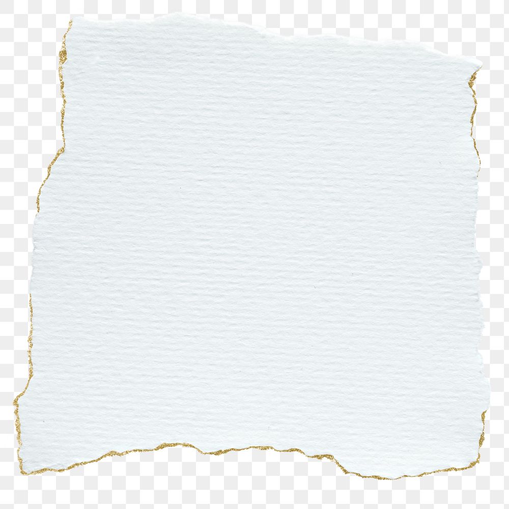 White torn paper png cut out square collage element on transparent background