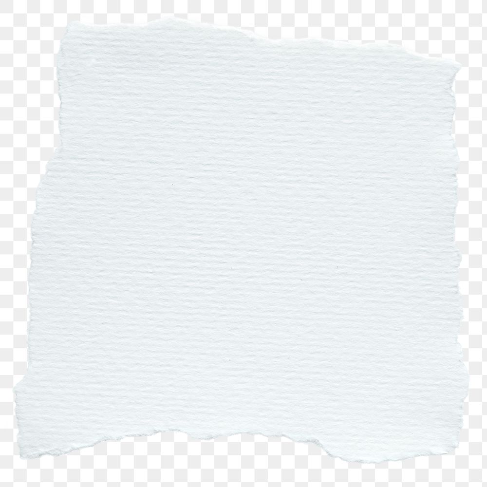 White torn paper png cut out square collage element on transparent background