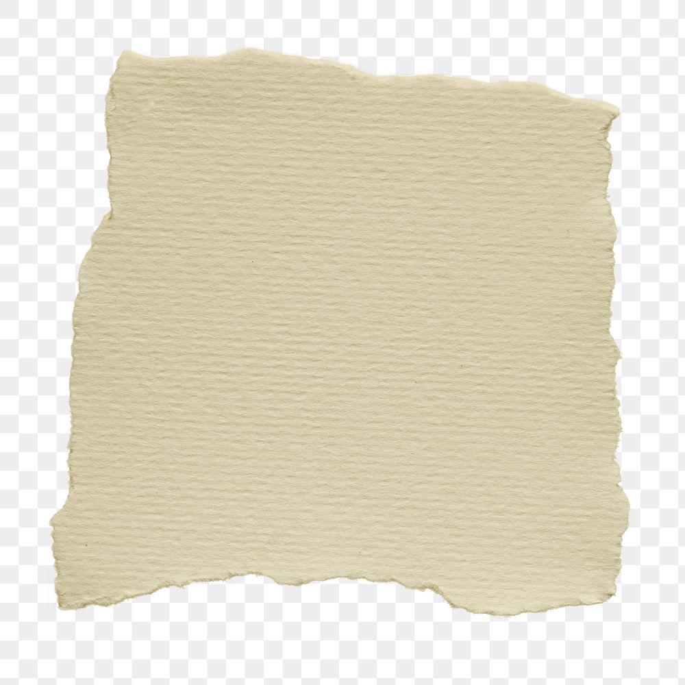 Kraft ripped paper png cut out square collage element on transparent background