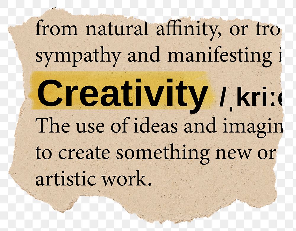 Creativity png dictionary word sticker, Ephemera typography, transparent background
