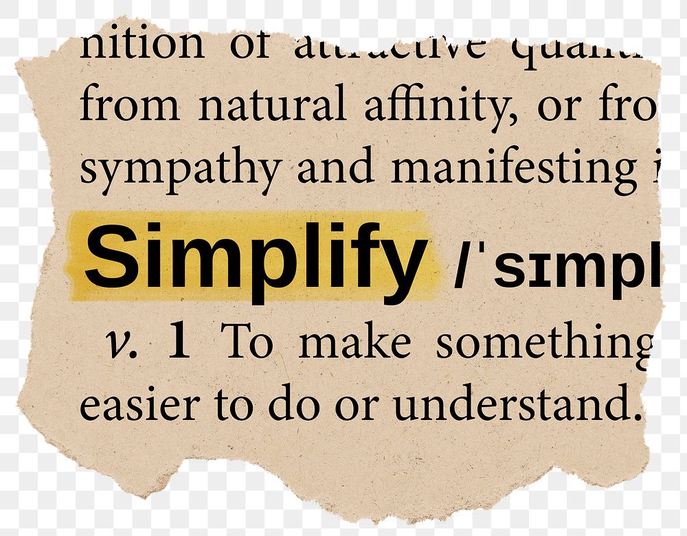 Simplify png dictionary word sticker, Ephemera typography, transparent background