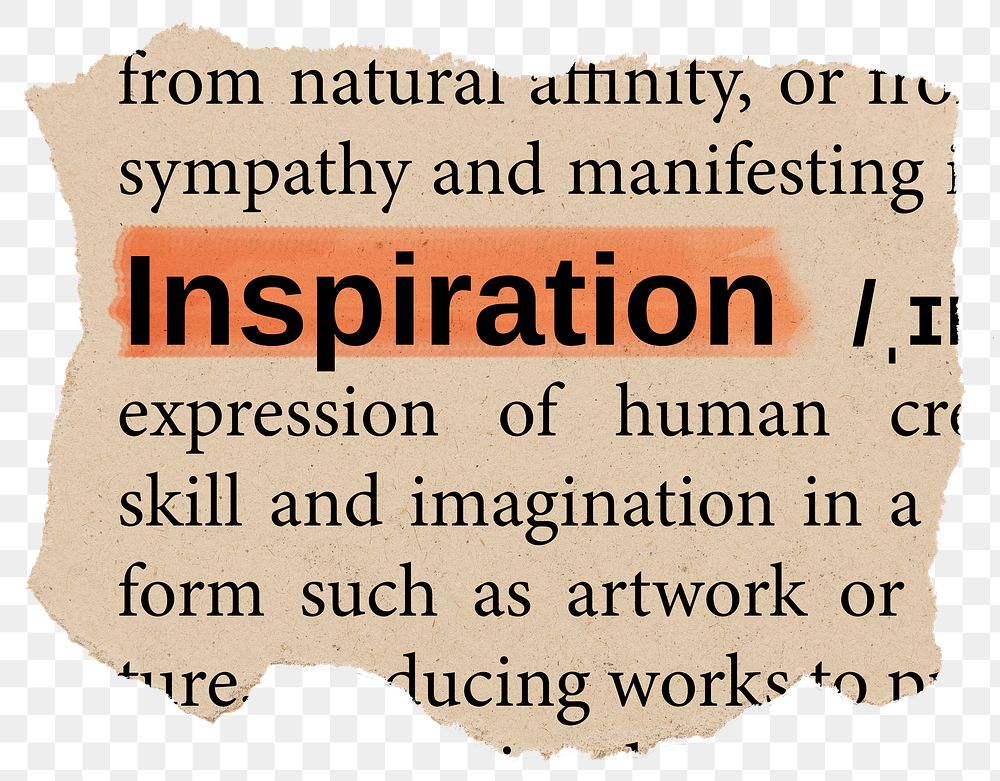 Inspiration png dictionary word sticker, Ephemera typography, transparent background