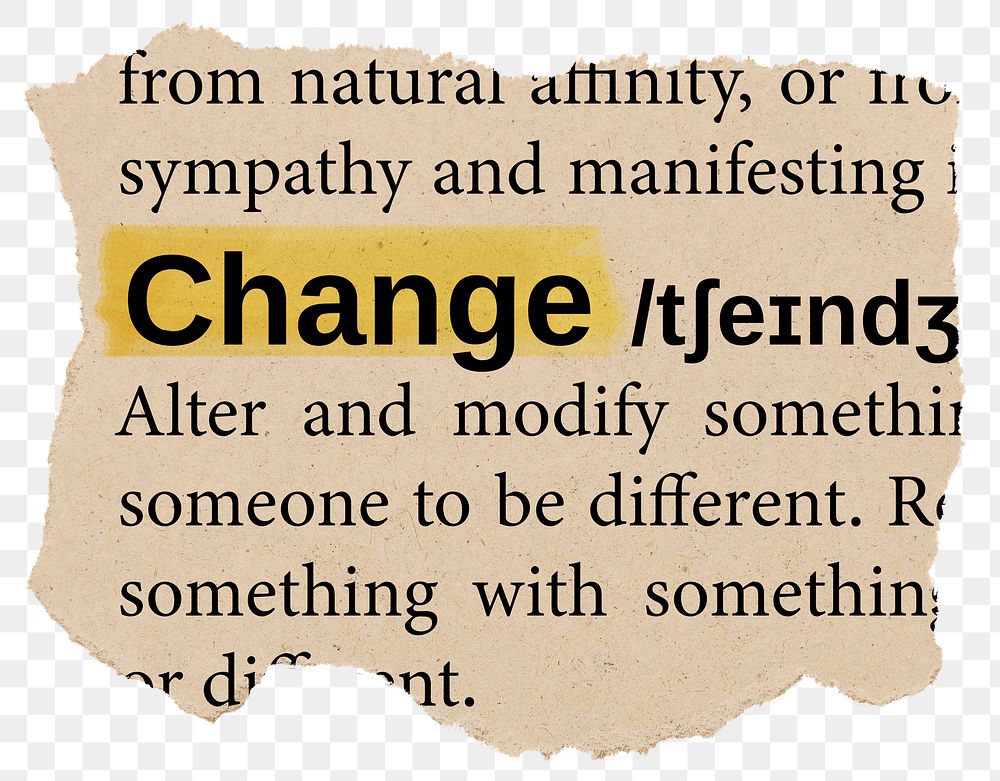 Change png word dictionary sticker, Ephemera typography, transparent background