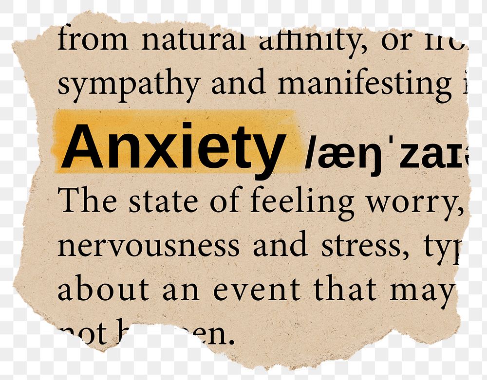 Anxiety png dictionary word sticker, Ephemera typography, transparent background