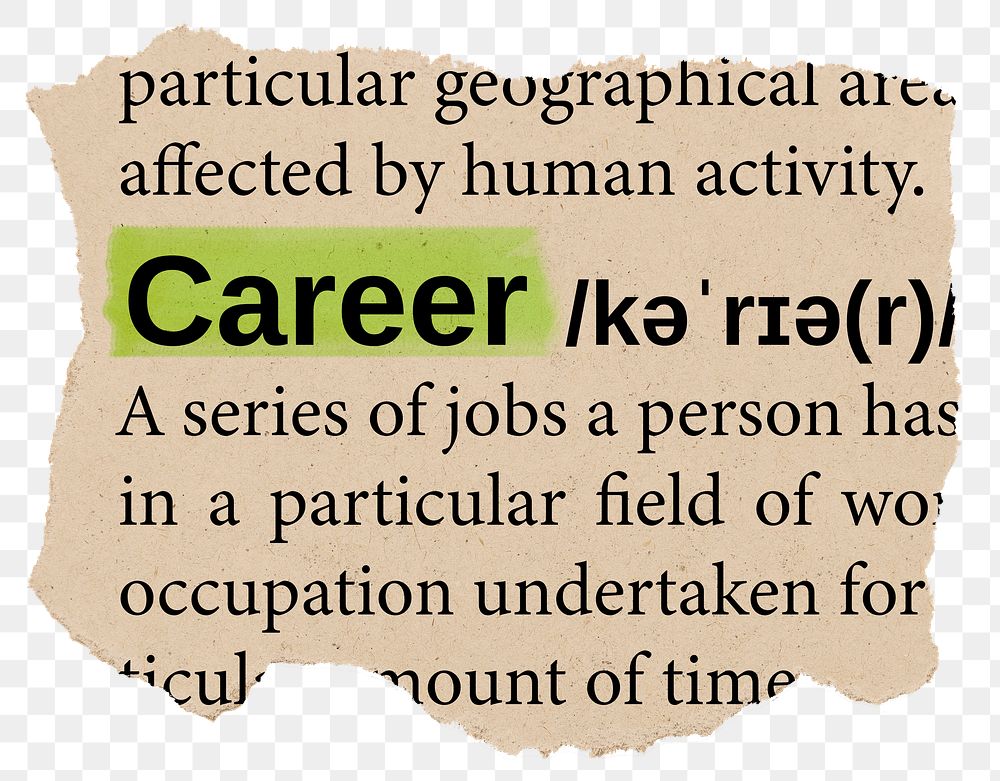 Career png word sticker, Ephemera typography, transparent background