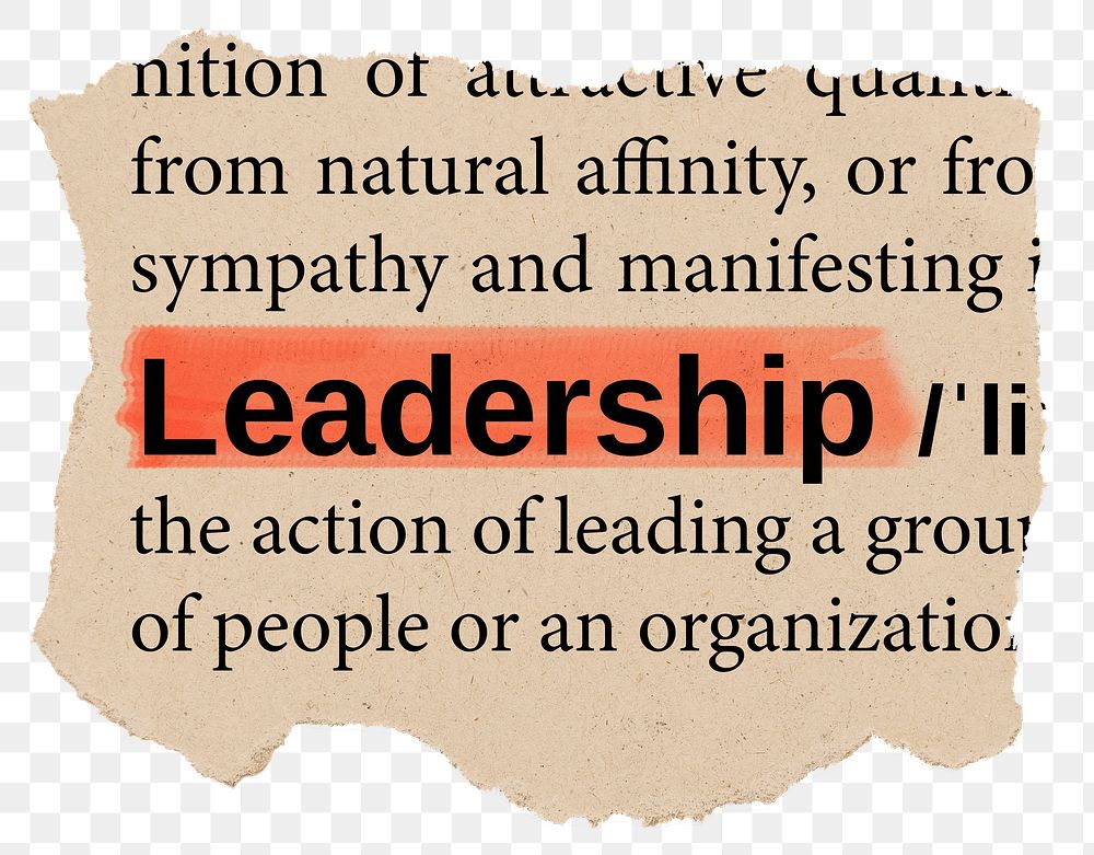 Leadership png dictionary word sticker, Ephemera typography, transparent background