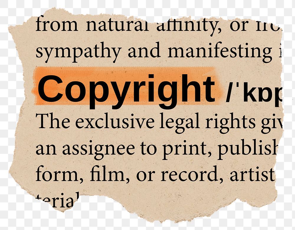 Copyright png dictionary word sticker, Ephemera typography, transparent background