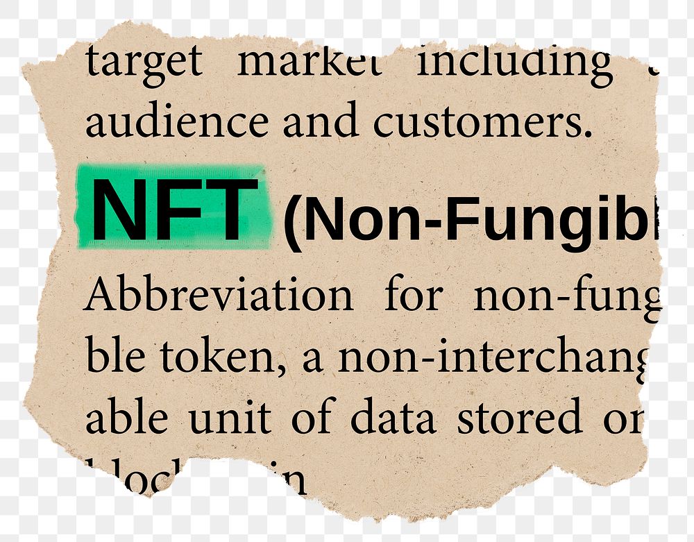 NFT png dictionary word sticker, Ephemera typography, transparent background