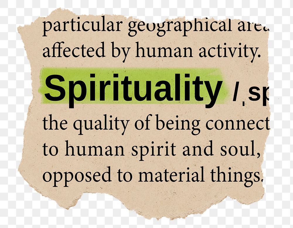 Spirituality png dictionary word sticker, Ephemera typography, transparent background