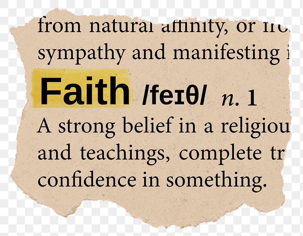 Faith png dictionary  word sticker, Ephemera typography, transparent background