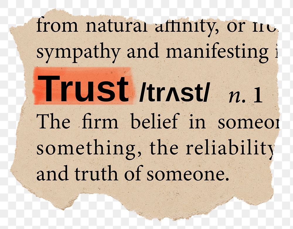 Trust png dictionary word sticker, Ephemera typography, transparent background