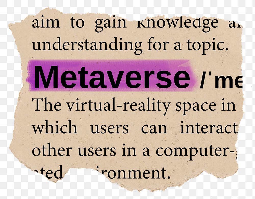 Metaverse png dictionary word sticker, Ephemera typography, transparent background
