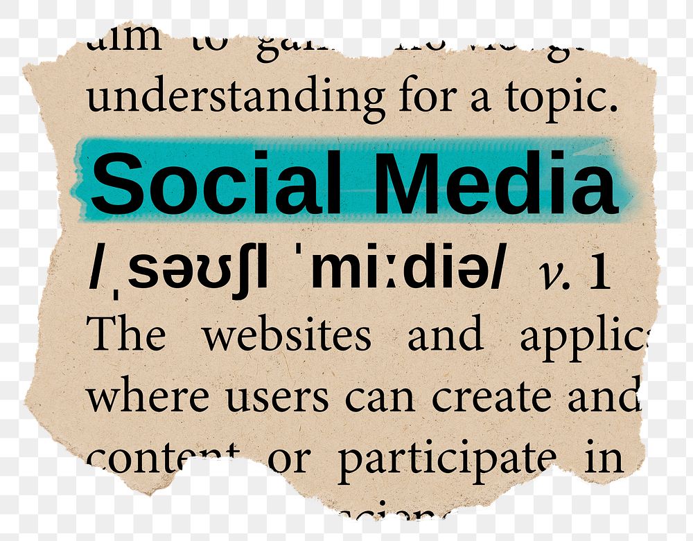 Social Media png dictionary word sticker, Ephemera typography, transparent background