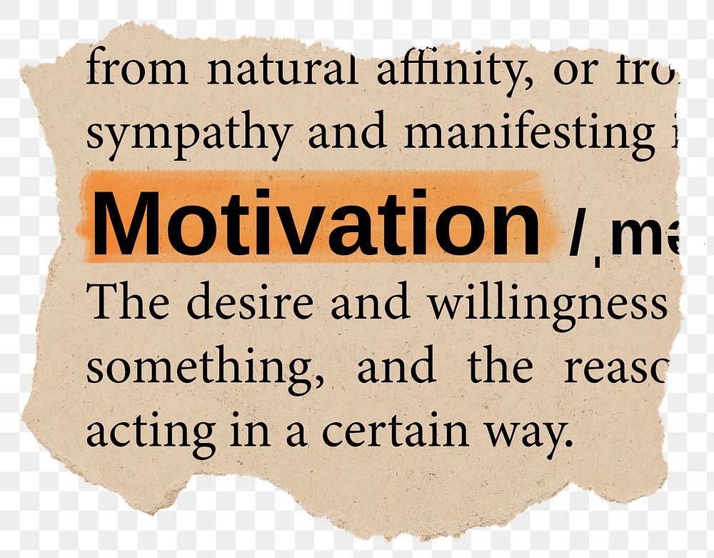 Motivation png dictionary word sticker, Ephemera typography, transparent background