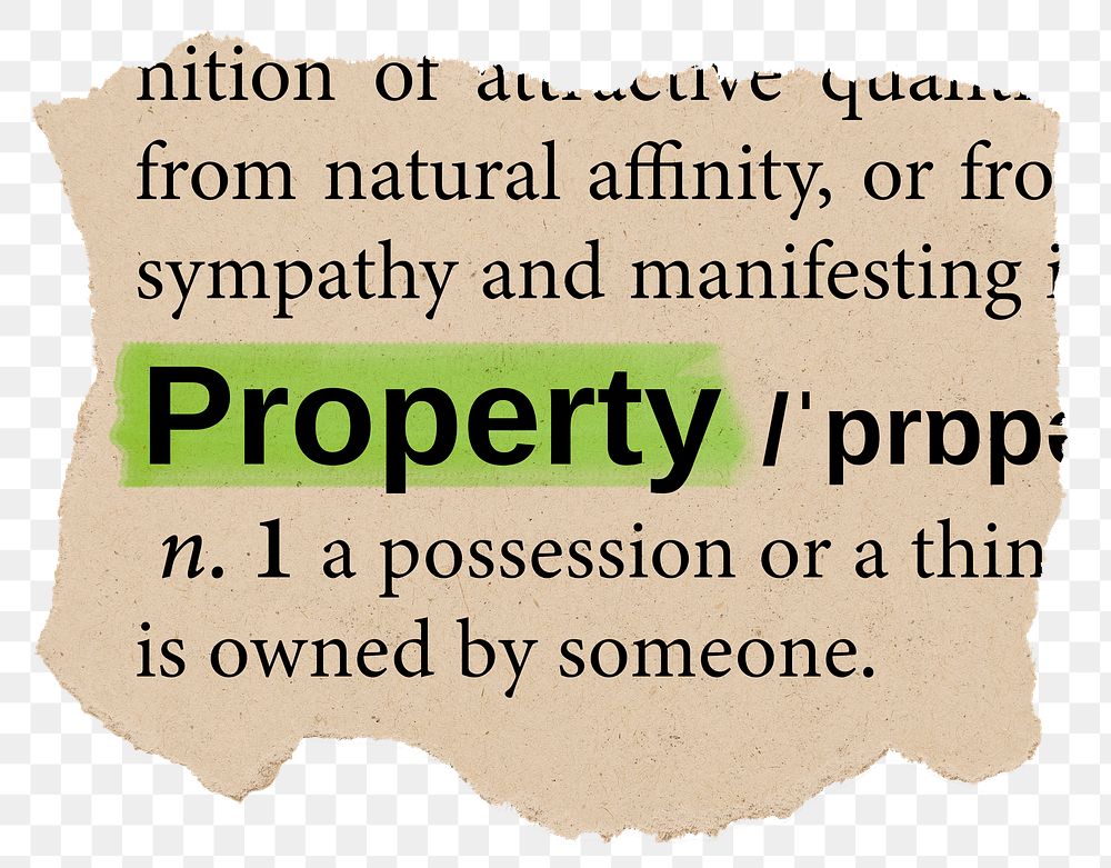 Property png dictionary word sticker, Ephemera typography, transparent background