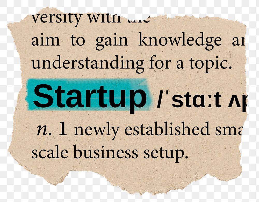 Startup png dictionary word sticker, Ephemera typography, transparent background